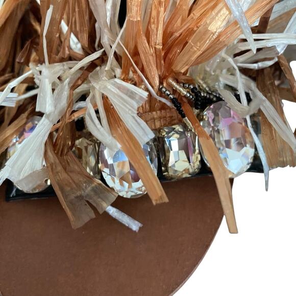 Kenneth Cole NWOB Leather Heron Slide Sandal Fringe Jewels size 9.5 - Picture 5 of 10